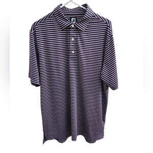 FootJoy Short Sleeve Blue Striped Golf Polo Men's L